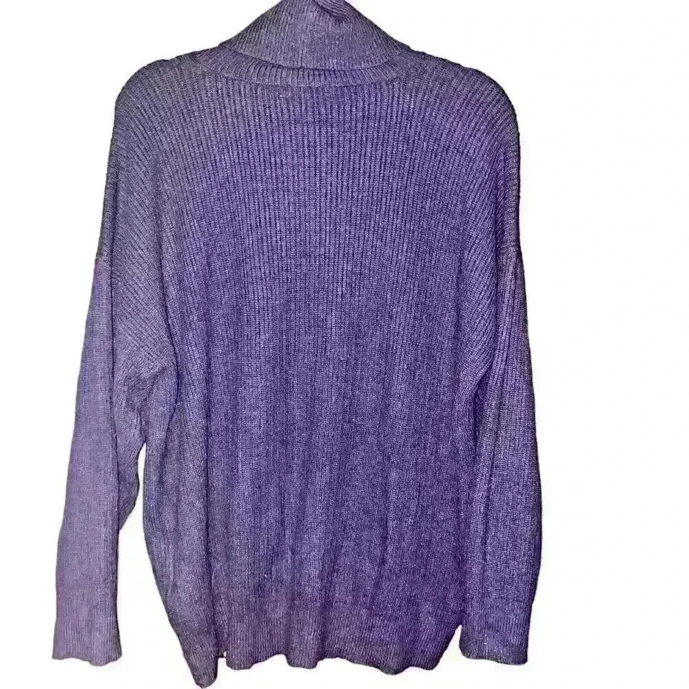 Office Cozy Normcore NEW DIRECTION Ribbed Turtleneck Sweater‎ XL Oversized - Picture 2 of 11